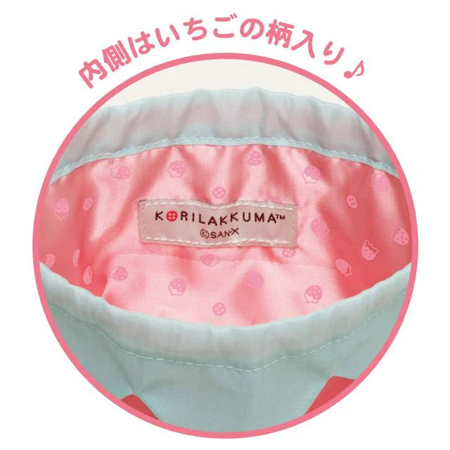 Korilakkuma Drawstring Bag - Full Of Strawberry Day
