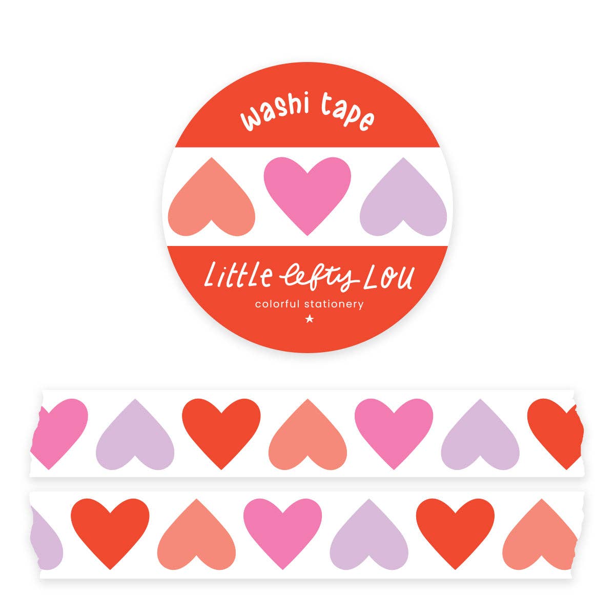Washi Tape - Pastel Hearts - Little Lefty Lou