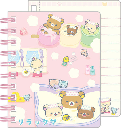 Memoboekje Klein met Ringband - Rilakkuma Cat Public Bathhouse - Pink