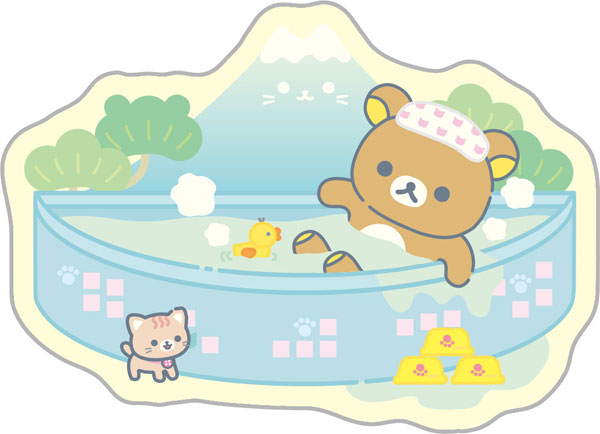 Mini Briefpapierset - Rilakkuma Cat Public Bathhouse - Blue