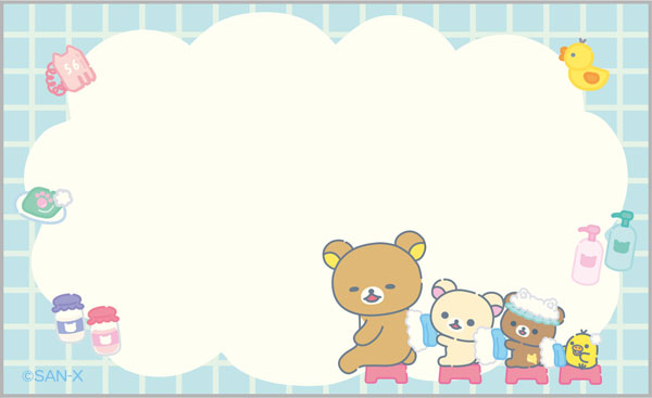 Mini Briefpapierset - Rilakkuma Cat Public Bathhouse - Blue