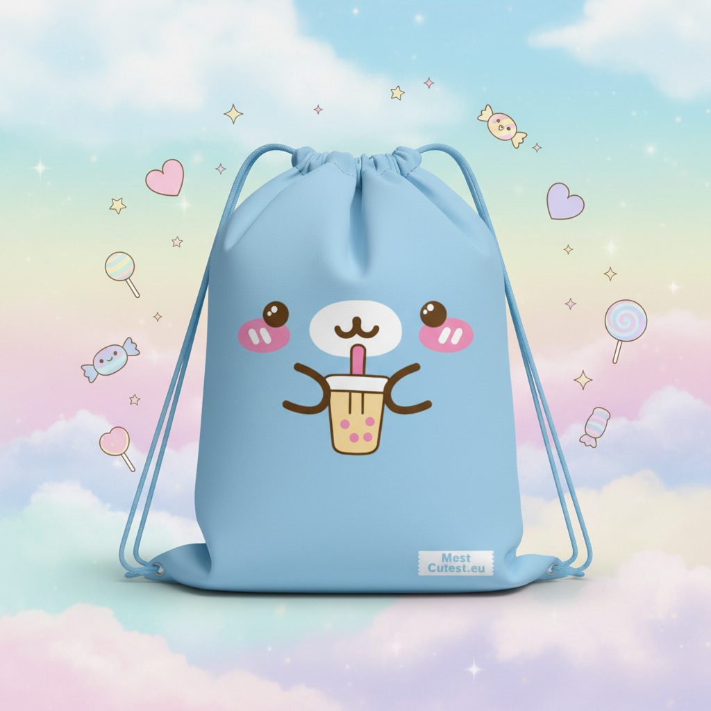 MostCutest.nl Kawaii Blue Boba Drawstring Bag