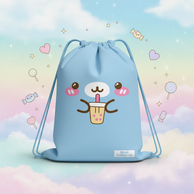 MostCutest.nl Kawaii Blue Boba Drawstring Bag