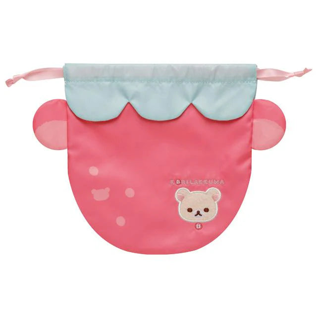 Korilakkuma Drawstring Bag - Full Of Strawberry Day