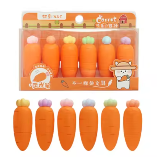 Orange Carrots Mini Markers - 6 Stuks