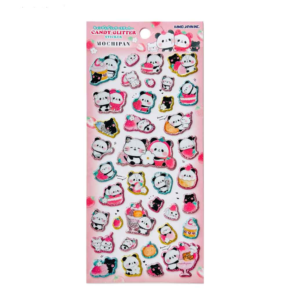 Puffy Glitter Stickervel - Mochi Panda