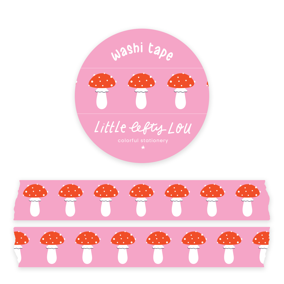 Washi Tape - Mushrooms Pink