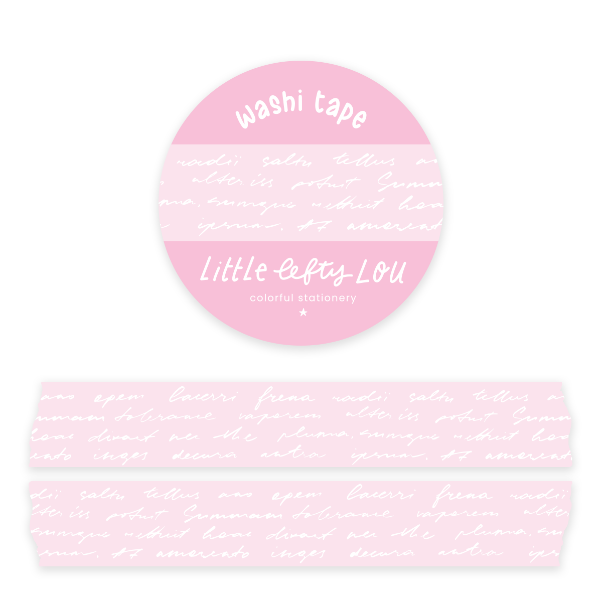 Washi Tape - Pink Script - Little Lefty Lou