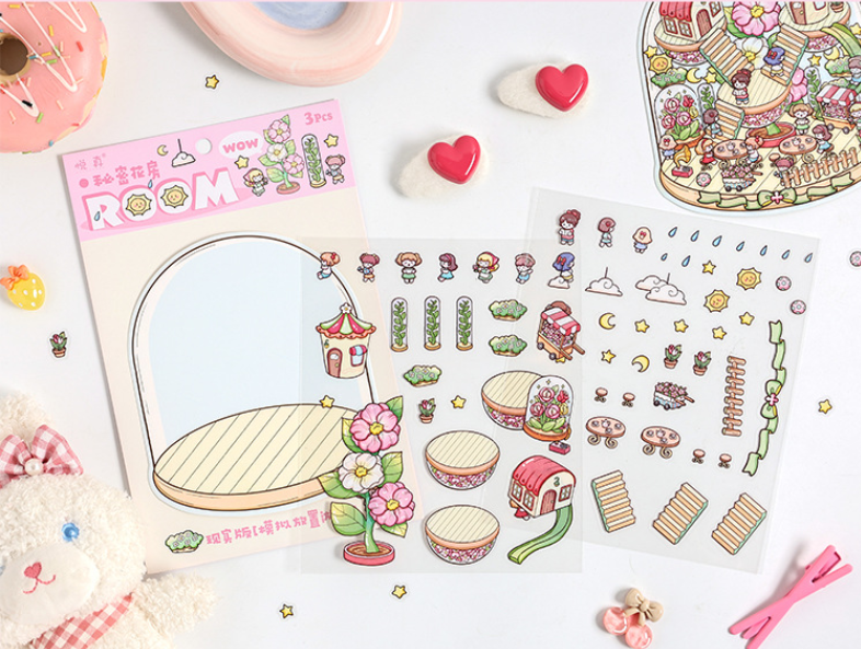 BYO Kawaii Sticker World - Tiny Worlds (Pick One) - DIY Sticker Scene Set