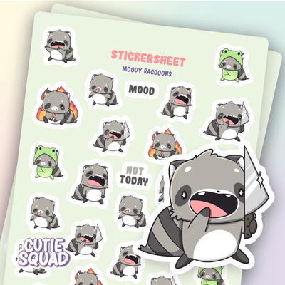 Stickervel - Moody Raccoons - CutieSquad