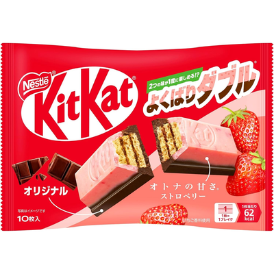KitKat mini Yokubari Double, Two layers, Original & Strawberry - zak 9 stuks