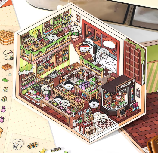 BYO Kawaii Sticker World - Cutest Shops Volledige Serie - DIY Sticker Scene Set