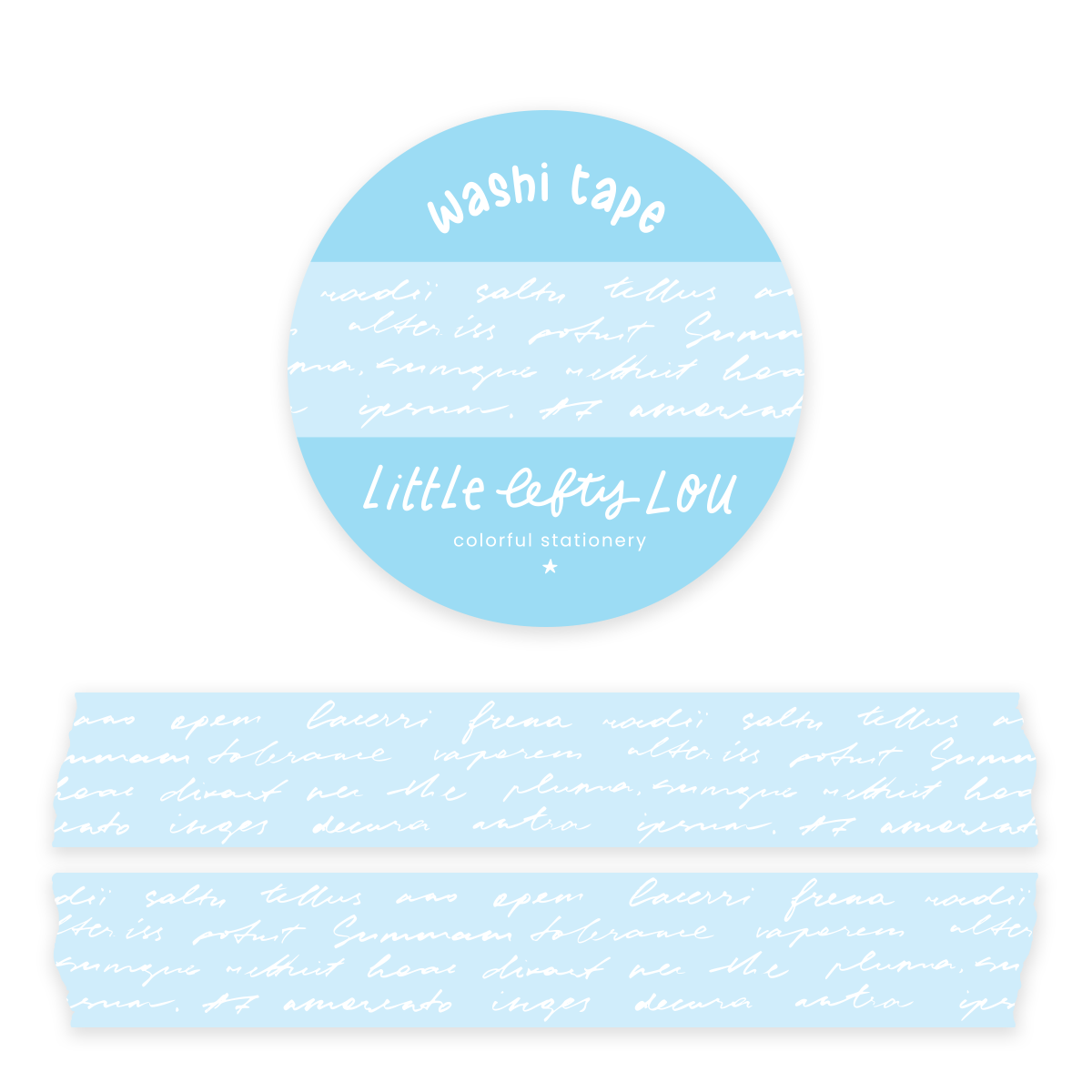 Washi Tape - Blue Script - Little Lefty Lou