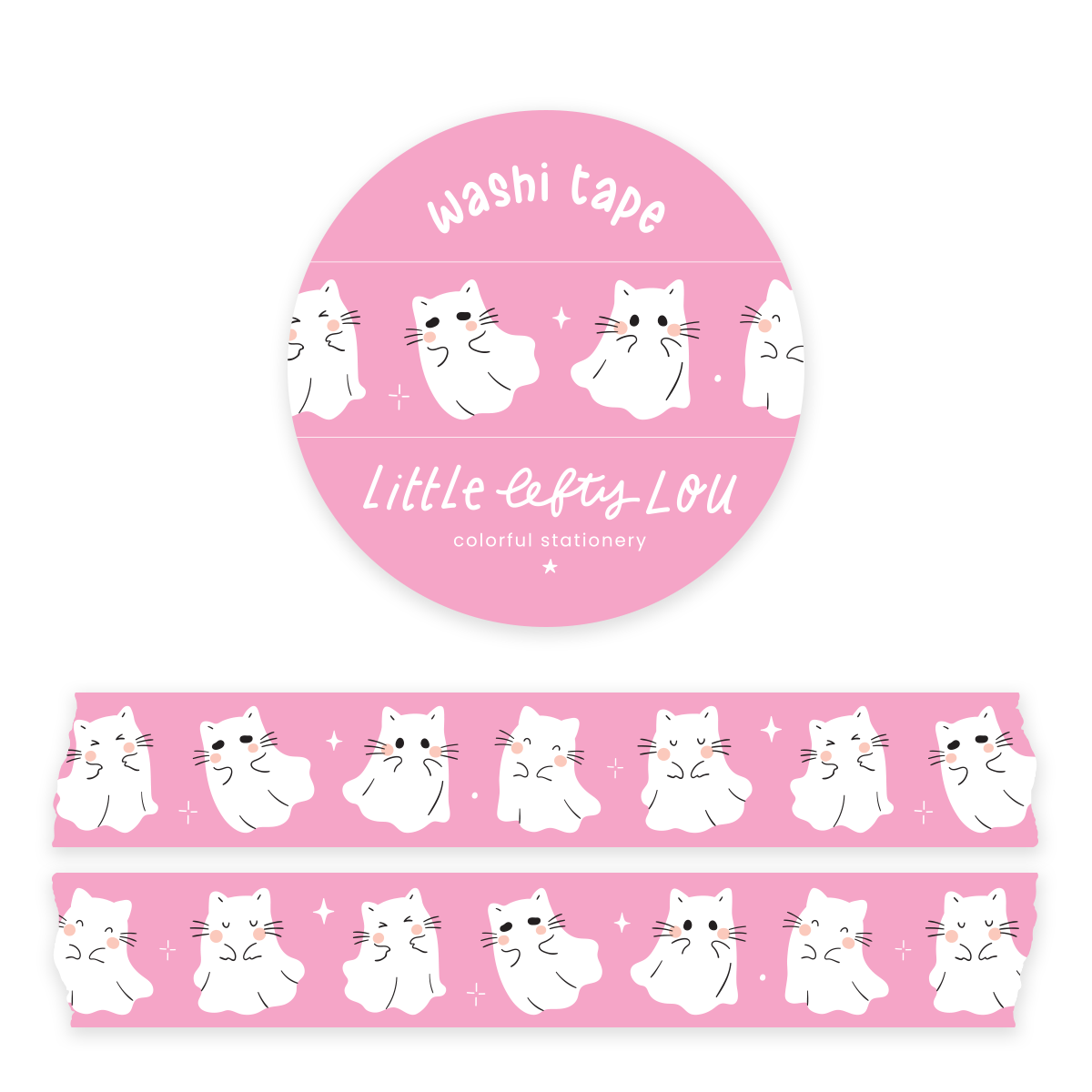 Washi Tape - Pink Ghost Cats