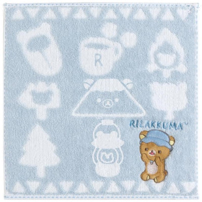 Mini Handdoekje 25 x 25 cm - Rilakkuma Camping - Blue