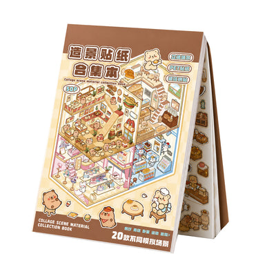 BYO Kawaii Sticker World - Capibara XL Collection Book (20 scenes) - DIY Sticker Scene Set