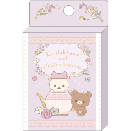 Memoblok klein Tea Bag Style in Box- San-X Rilakkuma - Flower Tea Time - Purple