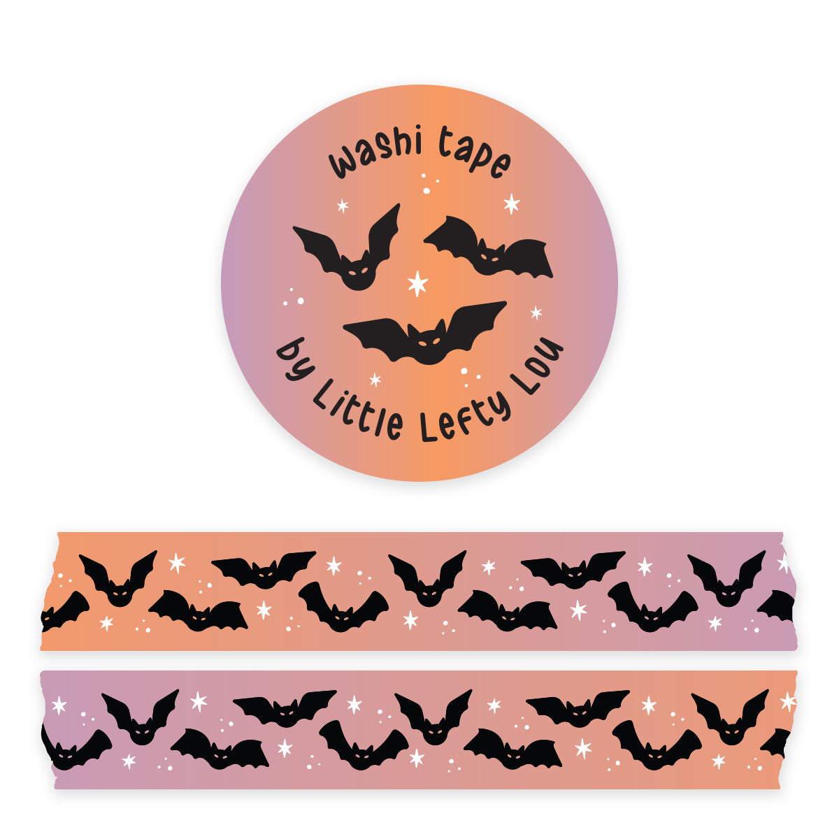 Washi Tape - Halloween Bats Black