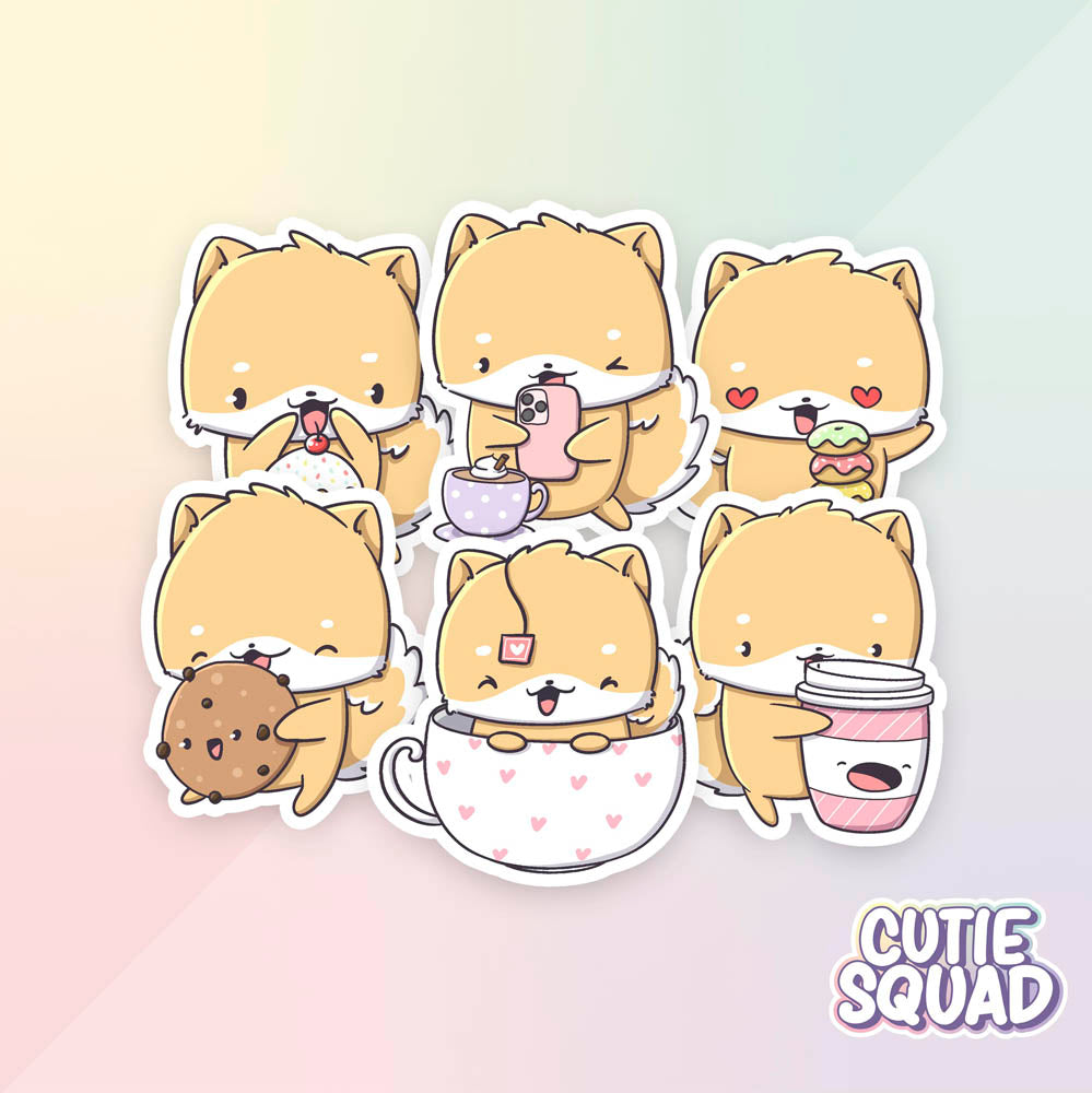 Stickerset - Shiba High Tea - CutieSquad